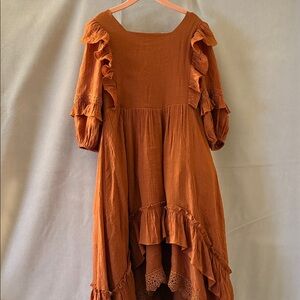 Elegant Kids Formal Dress in Rust